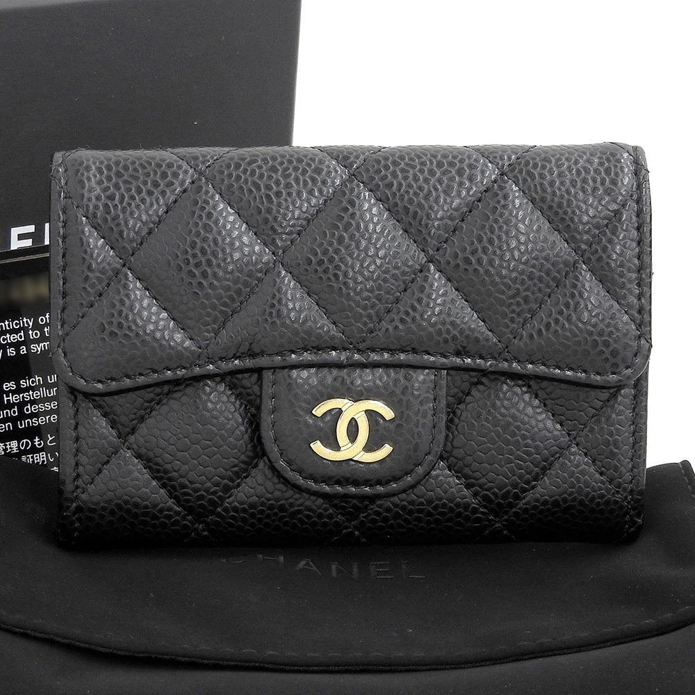 Chanel Caviar Skin Business Card Holder AP0214