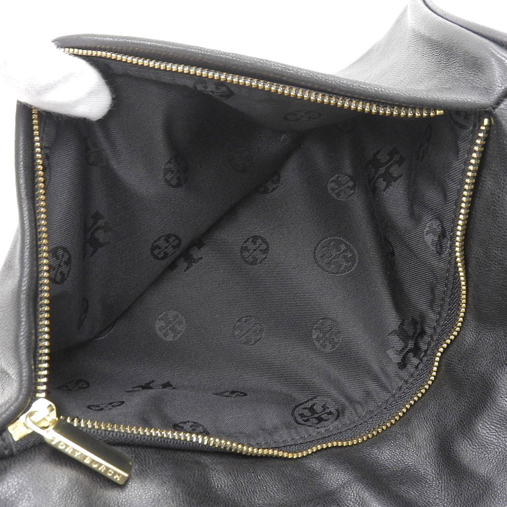 Tory Burch 2WAY Leather Shoulder Bag Clutch Black in Very Good Condition