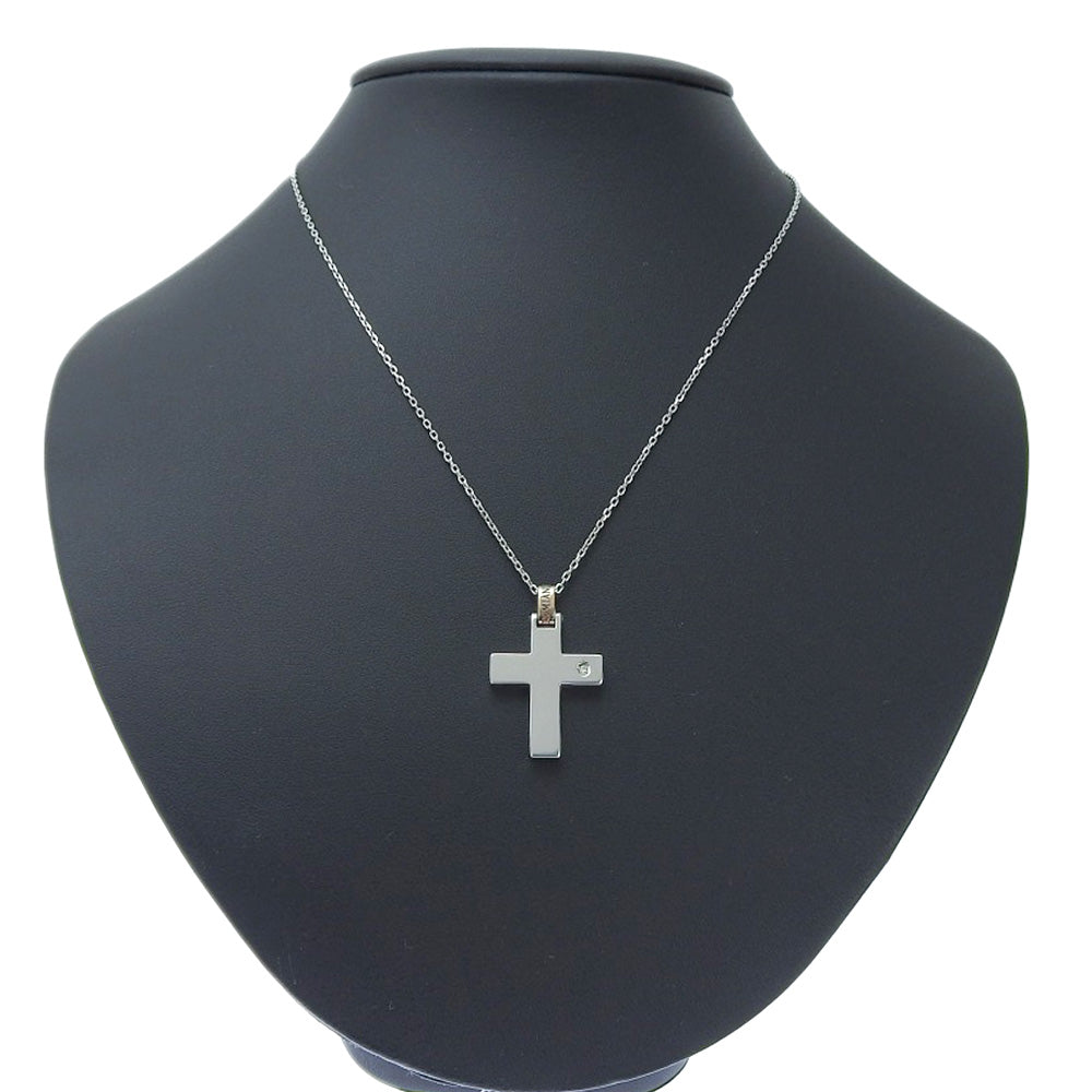 Damiani Cross Motif Necklace K18WG/K18PG Diamond in Excellent Condition