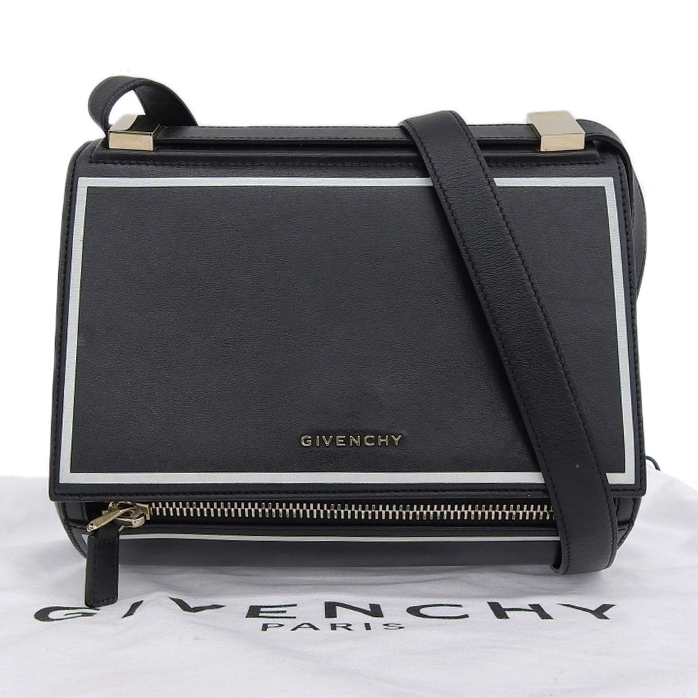 Givenchy Leather Pandora Box Shoulder Bag Black White Line in Great Condition