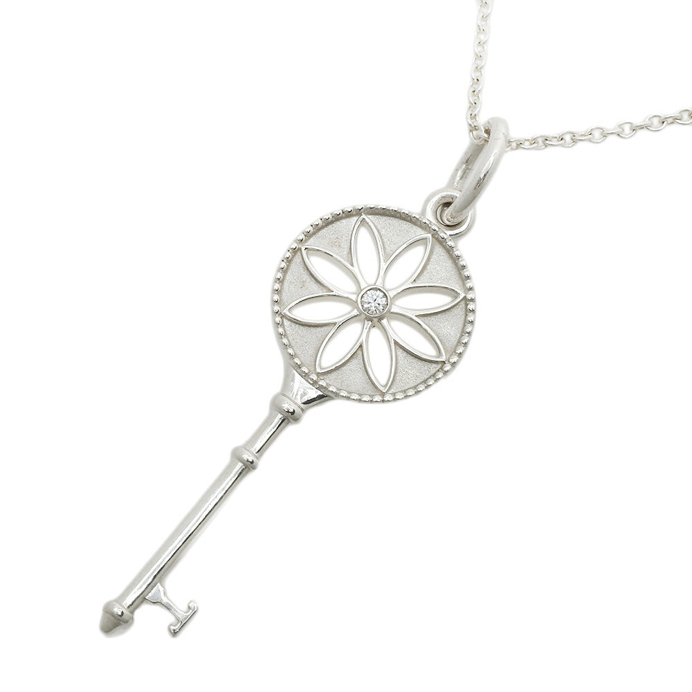 Tiffany & Co Silver 925 Daisy Key Necklace with Diamond in Excellent Condition