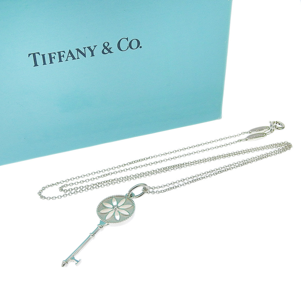 Tiffany & Co Silver 925 Daisy Key Necklace with Diamond in Excellent Condition