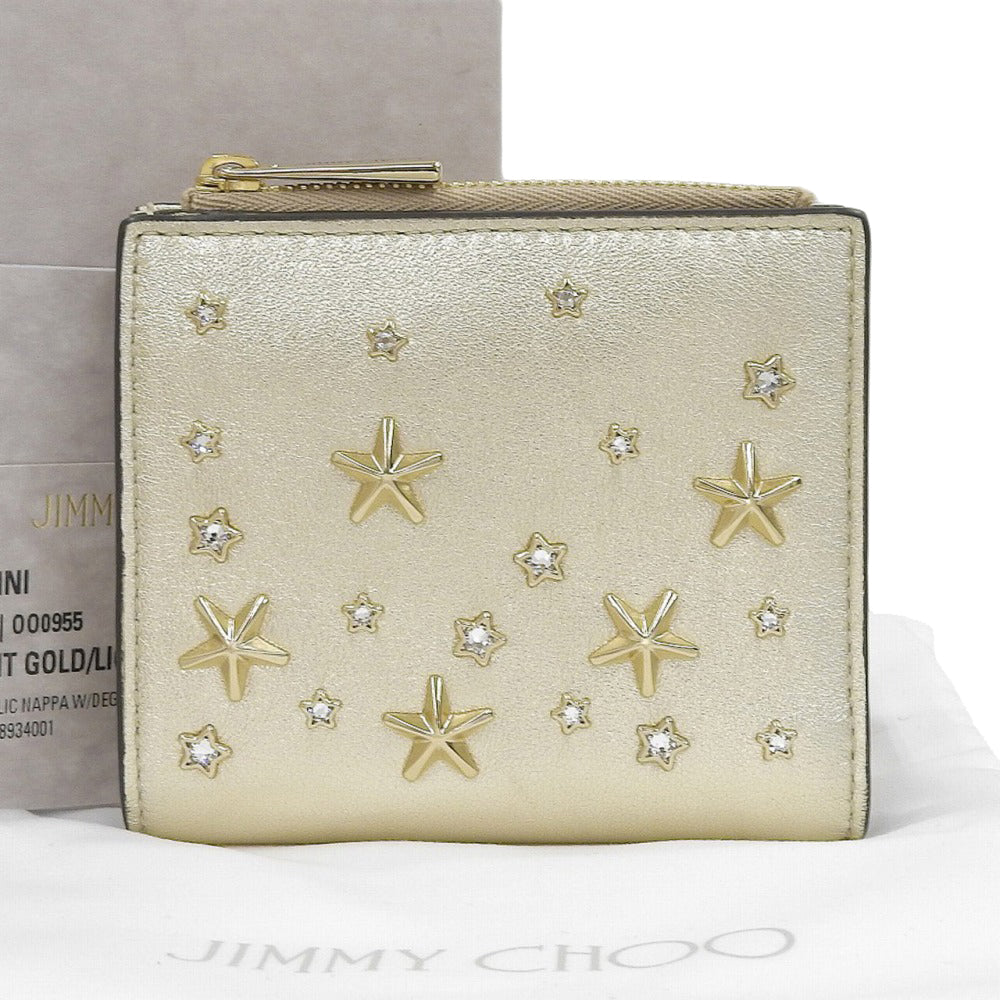 Jimmy Choo HANNI Compact Wallet Gold Star Studs in Great Condition