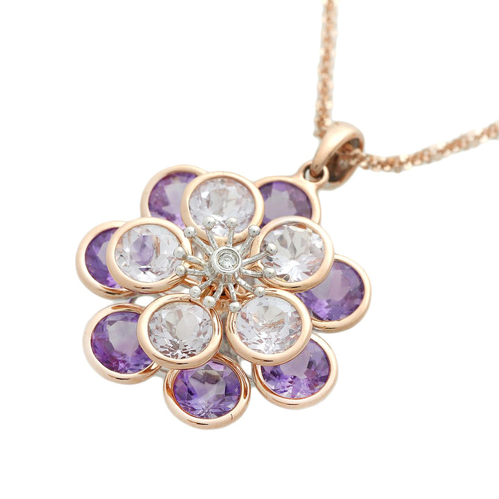 K18 Amethyst Flower Motif Necklace 45.5cm