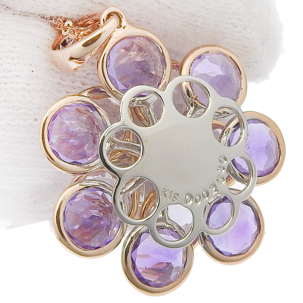 K18 Amethyst Flower Motif Necklace 45.5cm