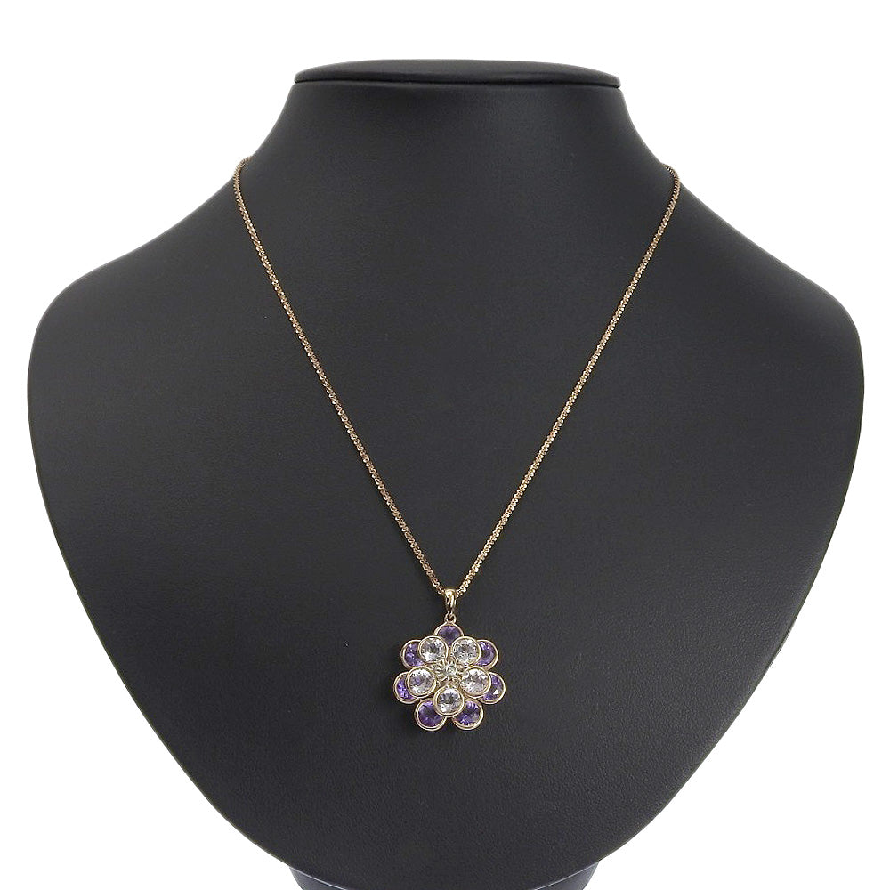 K18 Amethyst Flower Motif Necklace 45.5cm