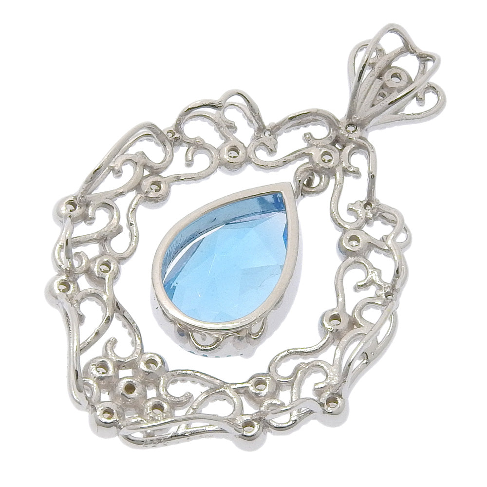 K18WG Blue Topaz Pendant with Melee Diamonds, 3.57ct