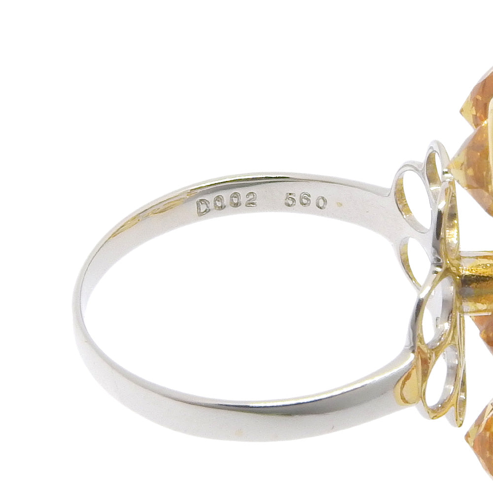 K18 Citrine Flower Motif Ring with Melee Diamond