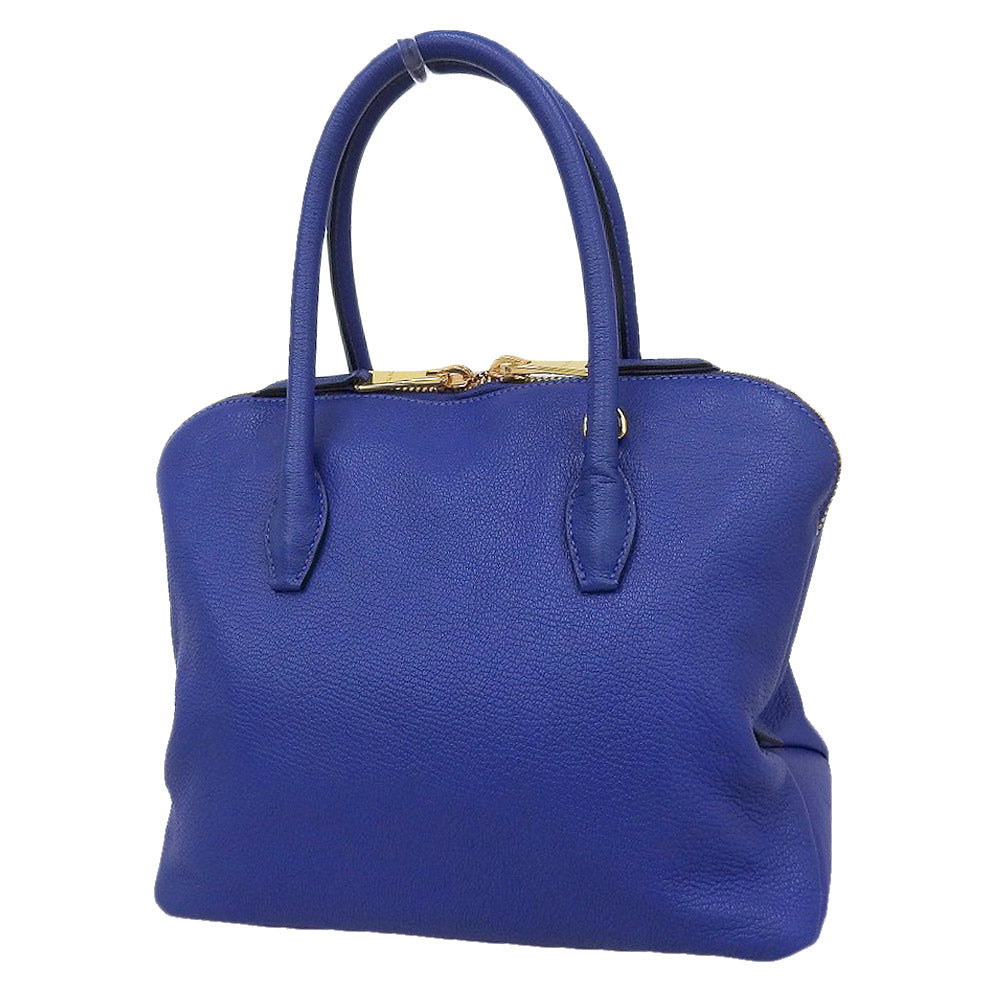 Miu Miu Madras Leather 2-Way Handbag Blue RL0097 in Great Condition