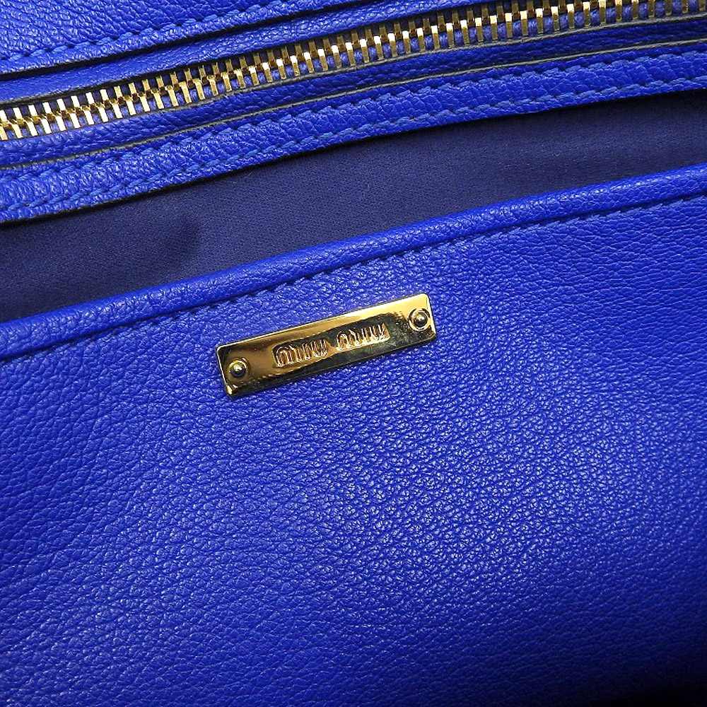 Miu Miu Madras Leather 2-Way Handbag Blue RL0097 in Great Condition