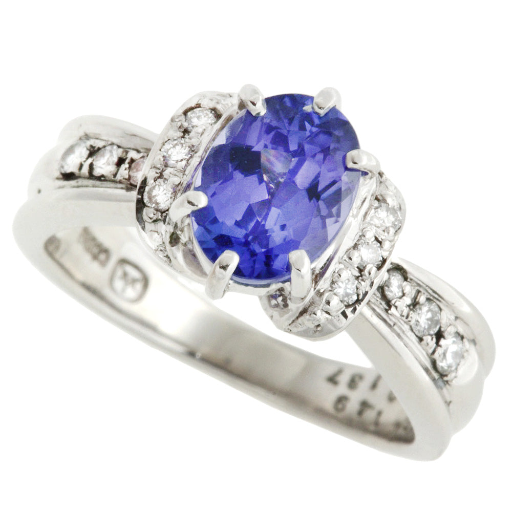 Tanzanite Pt900 Platinum Ring with Diamonds, Size 12 in Excellent Condition