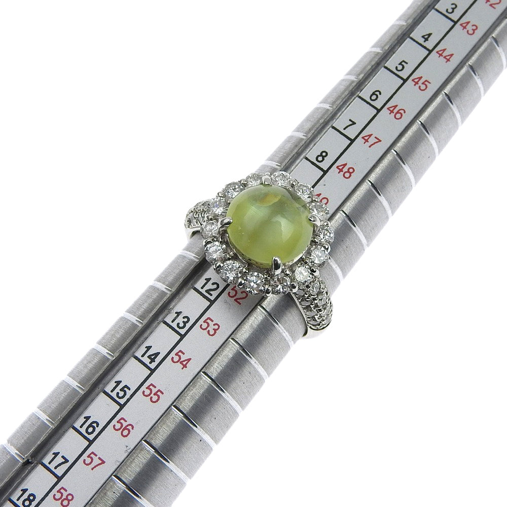 Platinum Chrysoberyl Cat's Eye Ring PT900 4.07ct with Melee Diamonds 1.06ct