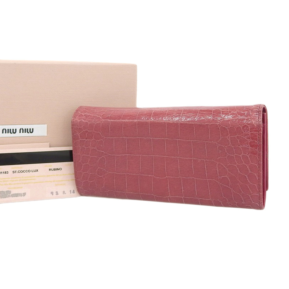 Miu Miu Croc Embossed Flap Wallet Purple 5M1183 in Very Good Condition