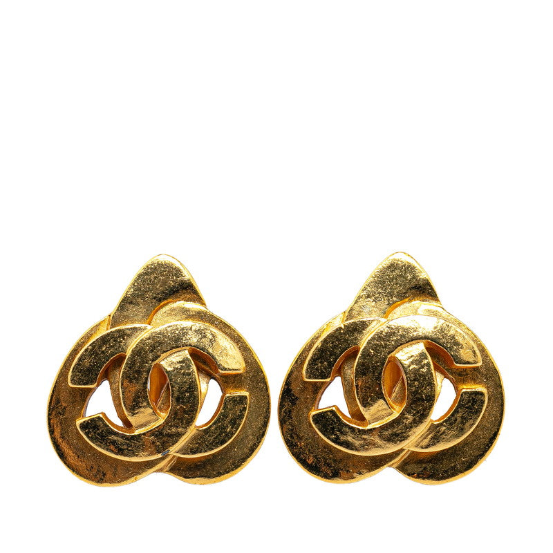 Chanel Vintage Coco Mark Heart Motif Clip-On Earrings Gold in Great Condition