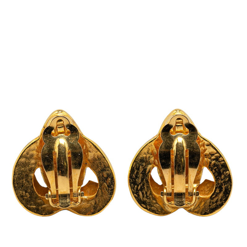 Chanel Vintage Coco Mark Heart Motif Clip-On Earrings Gold in Great Condition