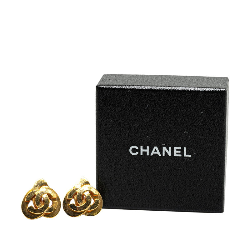 Chanel Vintage Coco Mark Heart Motif Clip-On Earrings Gold in Great Condition