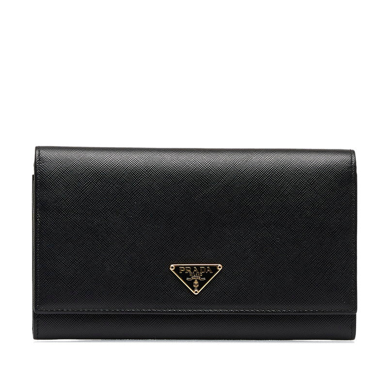 Prada Saffiano Leather Long Wallet 1M0608 Black in Great Condition