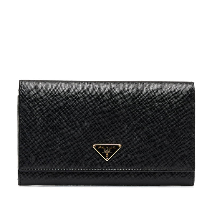 Prada Saffiano Leather Long Wallet 1M0608 Black in Great Condition