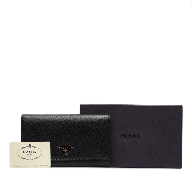 Prada Saffiano Leather Long Wallet 1M0608 Black in Great Condition