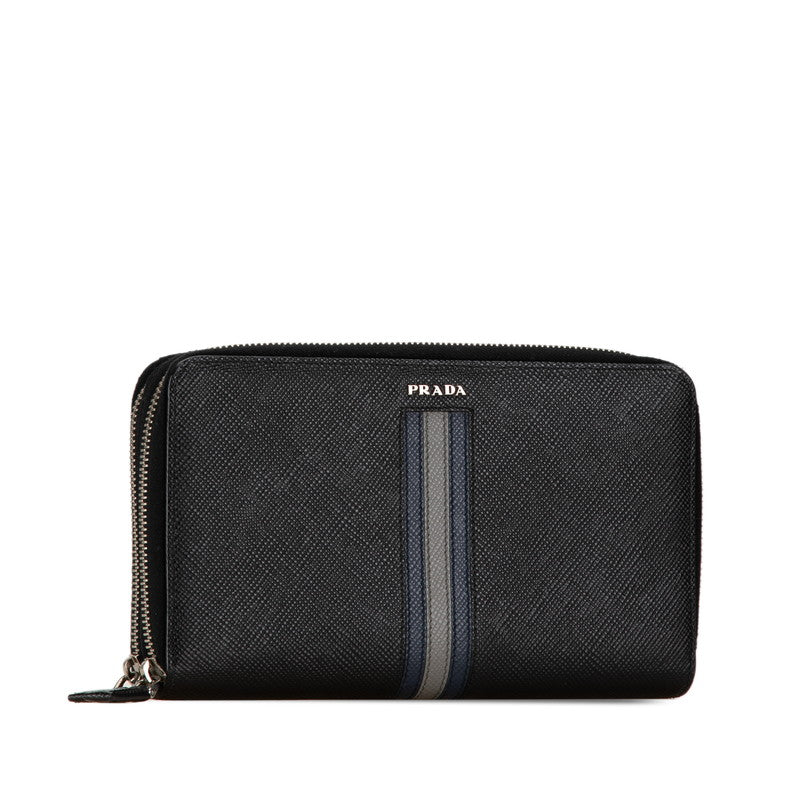 Prada Saffiano Leather Double Zip Organizer Long Wallet in Very Good Condition