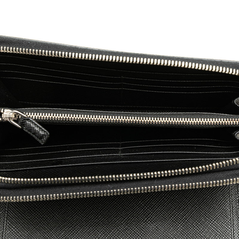 Prada Saffiano Leather Double Zip Organizer Long Wallet in Very Good Condition