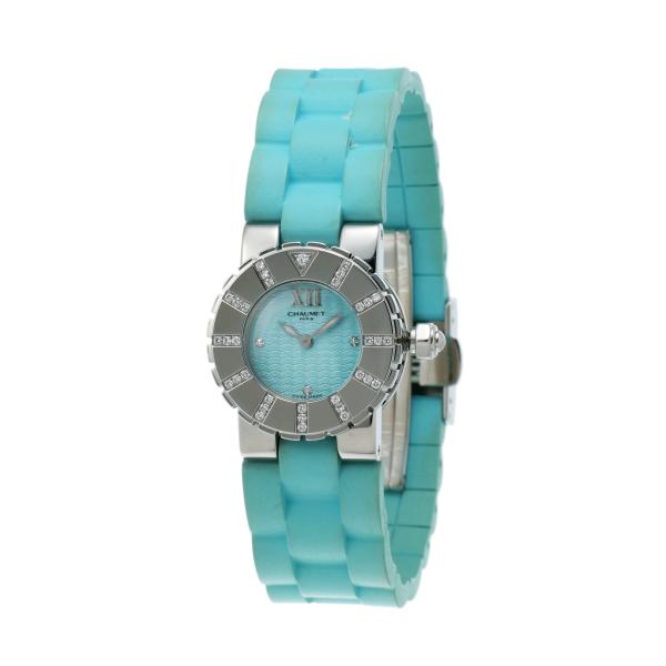 Chaumet Class 1 Women's Watch with Light Blue Dial and Diamond Bezel in Stainless Steel/Rubber 621-2130 in Good condition