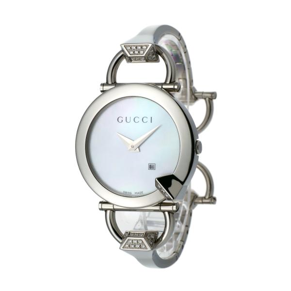 Gucci Ladies Silver Wristwatch, Diamond Shell & Stainless Steel, Pre-owned【W1034】 122.5