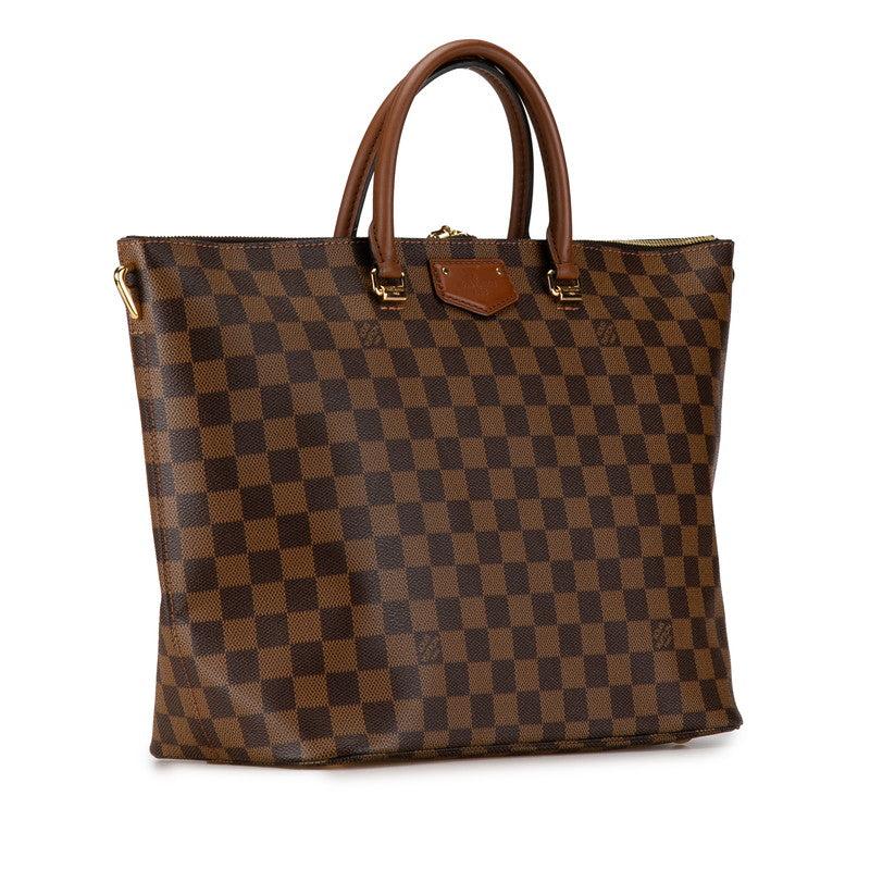 Louis Vuitton Damier Belmont Handbag Tote N63169 Brown PVC Leather in Very Good Condition