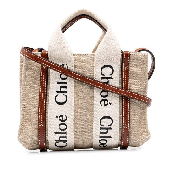Chloe Woody Mini Canvas Leather 2way Bag