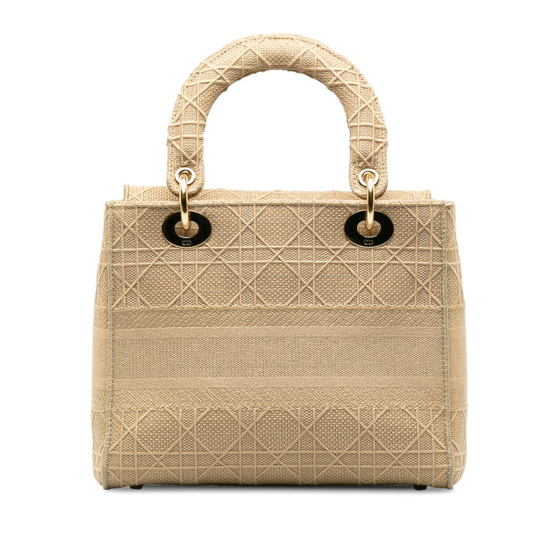 Dior Lady D-Lite Canvas Handbag 2WAY Beige in Great Condition