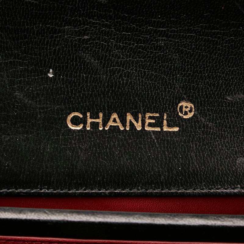 Chanel Matelasse Single Chain Shoulder Bag Black Gold Lambskin in Very Good Condition