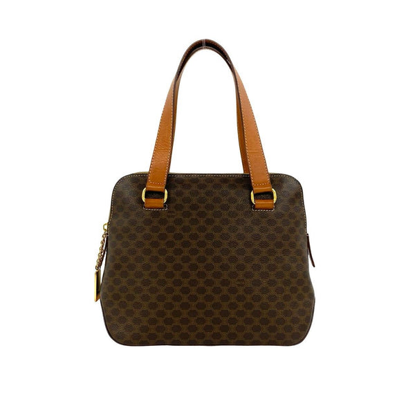 Celine Macadam Triomphe Coated Canvas Leather Handbag