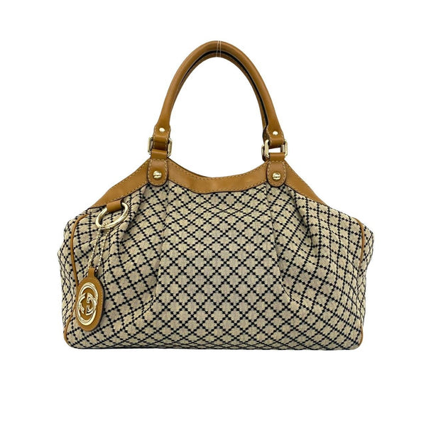 Gucci Sukey Diamante Canvas Leather Handbag