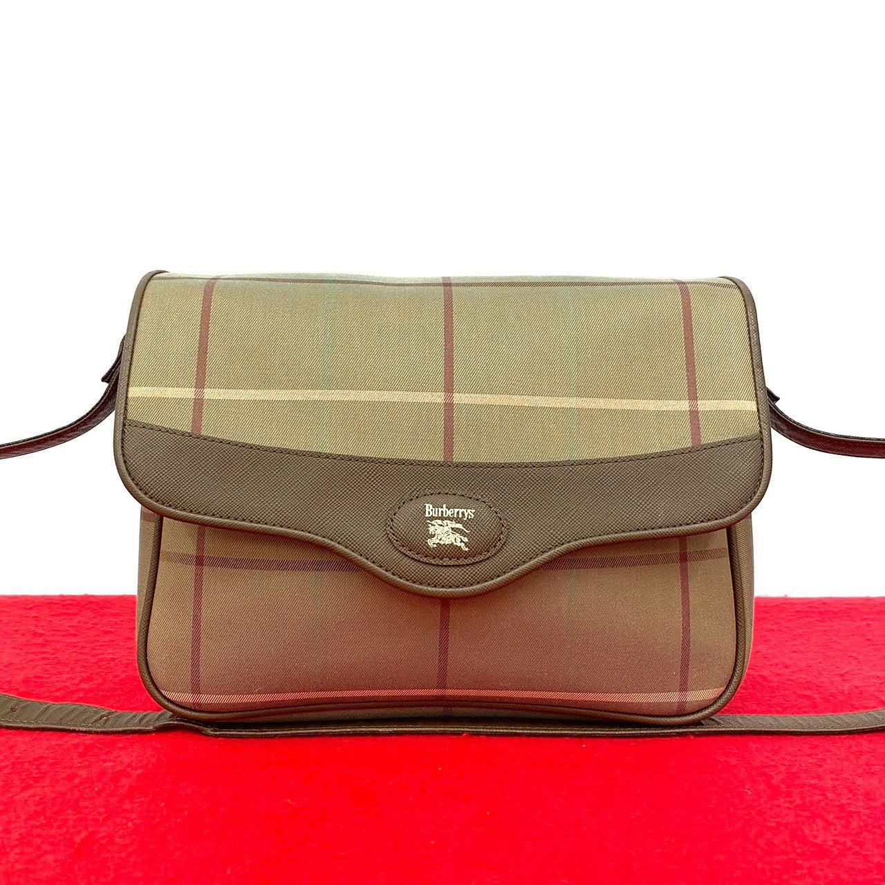 Burberrys Nova Check Canvas Leather Shoulder Bag