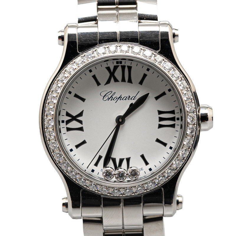 Chopard Happy Sport Diamond Bezel Stainless Steel Quartz Watch 278590-3004 in Very Good Condition