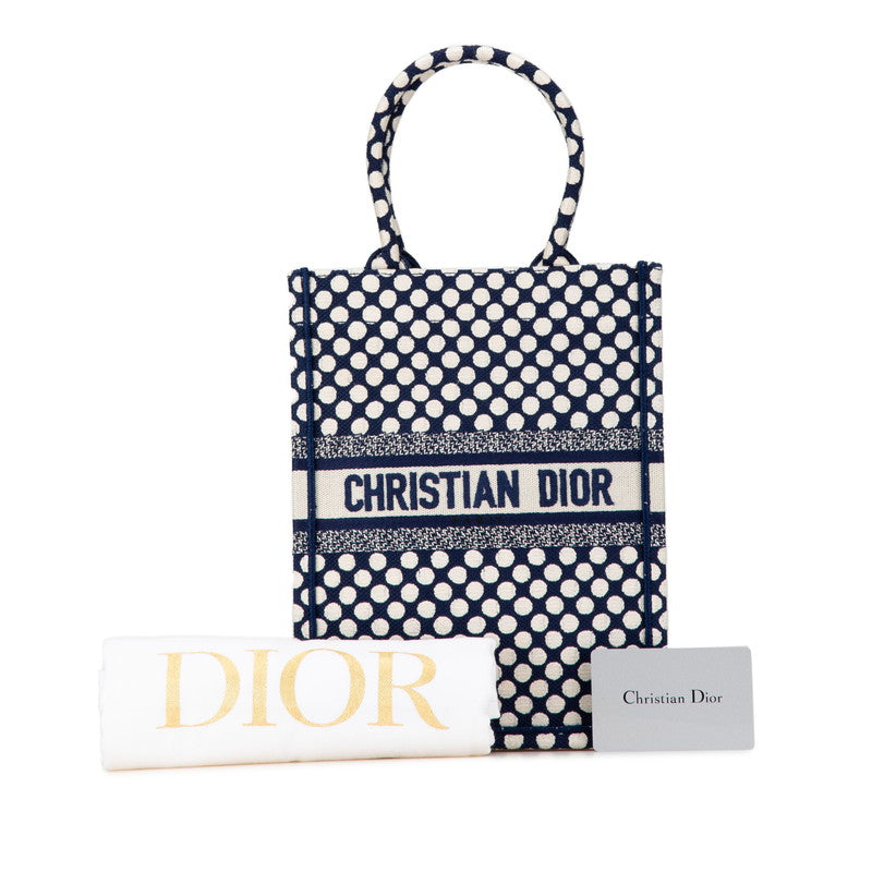 Dior Blue Dot Jacquard Handbag Tote Bag 50-MA-0270 in Excellent Condition