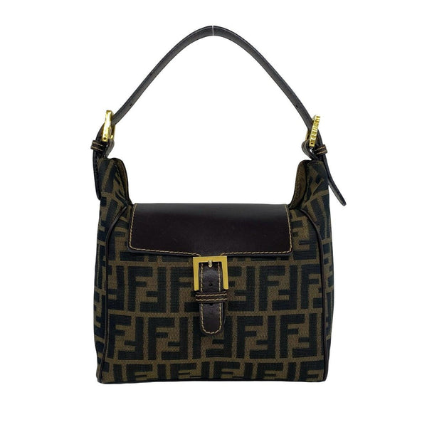 Fendi Zucca Canvas Leather Handbag