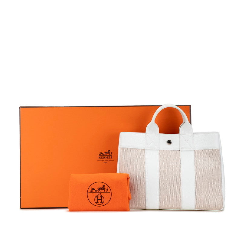 Hermes Canvas Leather Handbag Tote