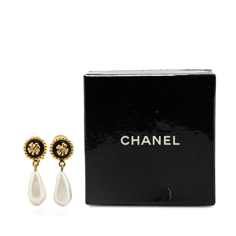 Chanel Clover Motif Pearl Earrings