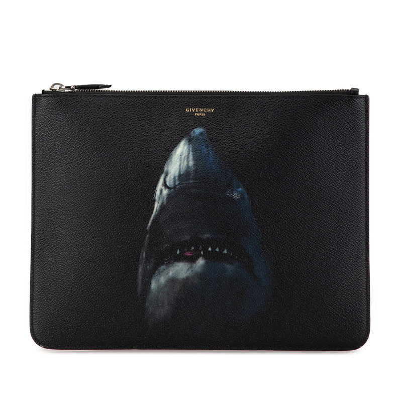 Givenchy Shark Print Leather Clutch Bag