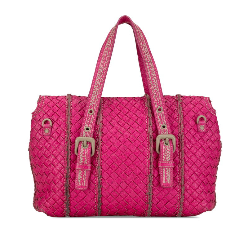 Bottega Veneta Intrecciato Leather 2-Way Handbag Pink in Very Good Condition