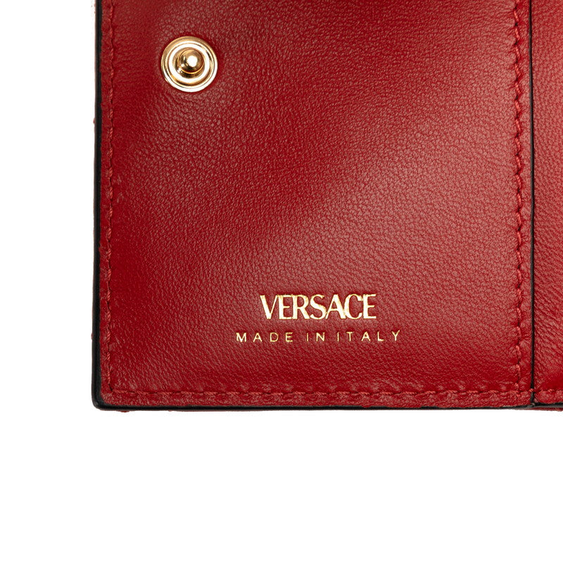 Versace Medusa Leather Bifold Wallet Red Gold in Great Condition