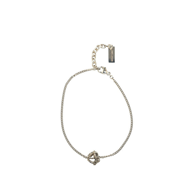 YSL Logo Chain Bracelet Silver Metal