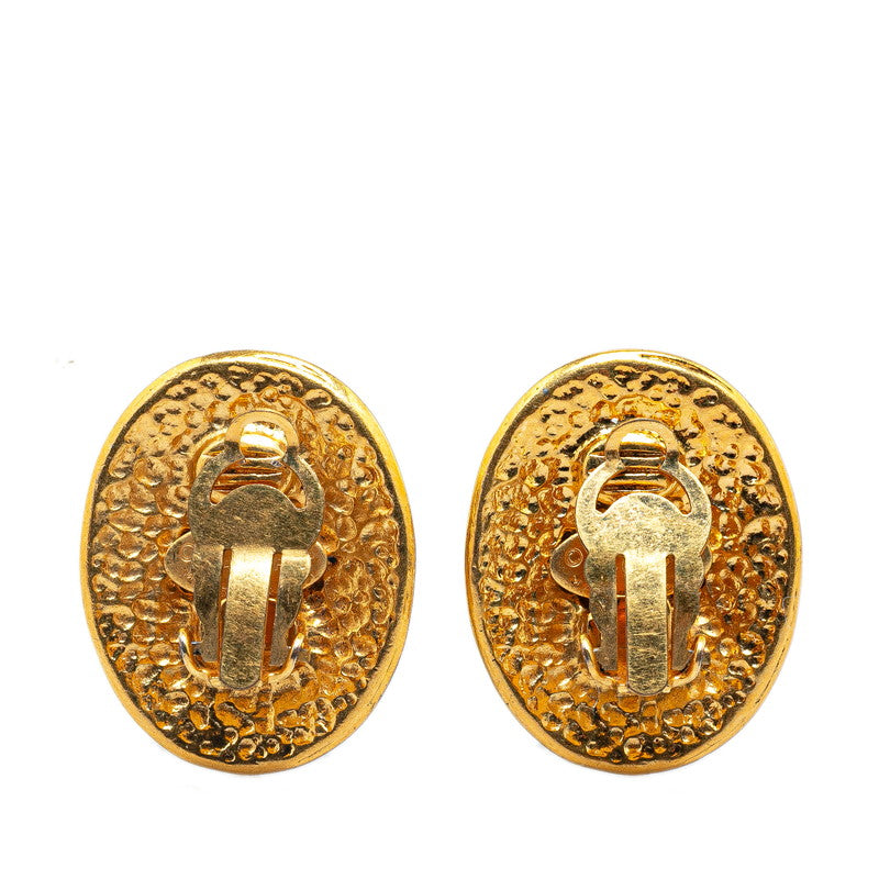 Chanel Vintage Coco Mark Round Clip-On Earrings Gold in Very Good Condition