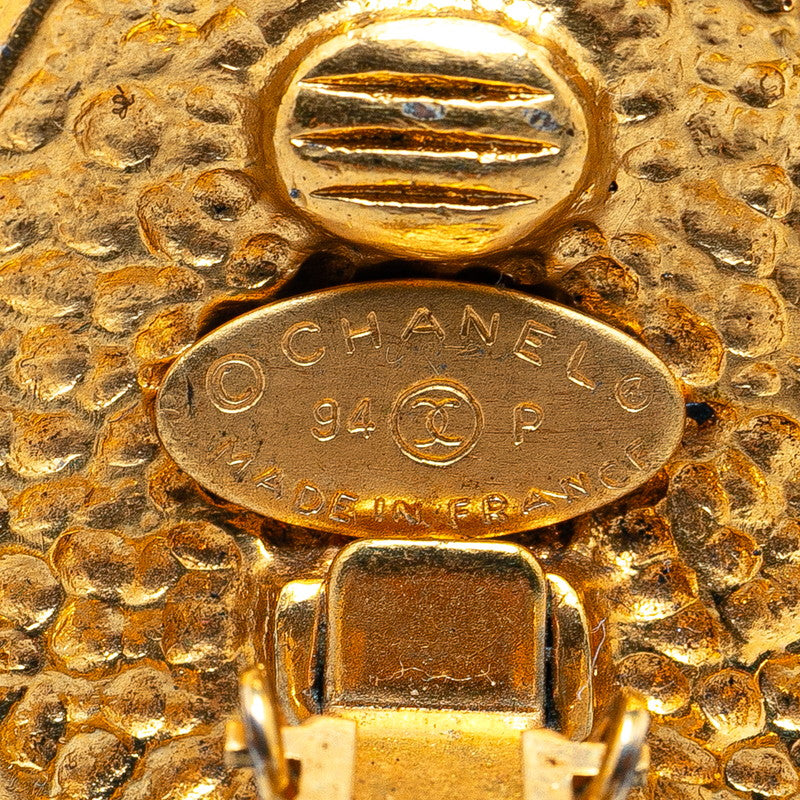 Chanel Vintage Coco Mark Round Clip-On Earrings Gold in Very Good Condition