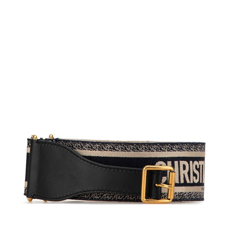 Dior Embroidery Logo Canvas Leather Belt