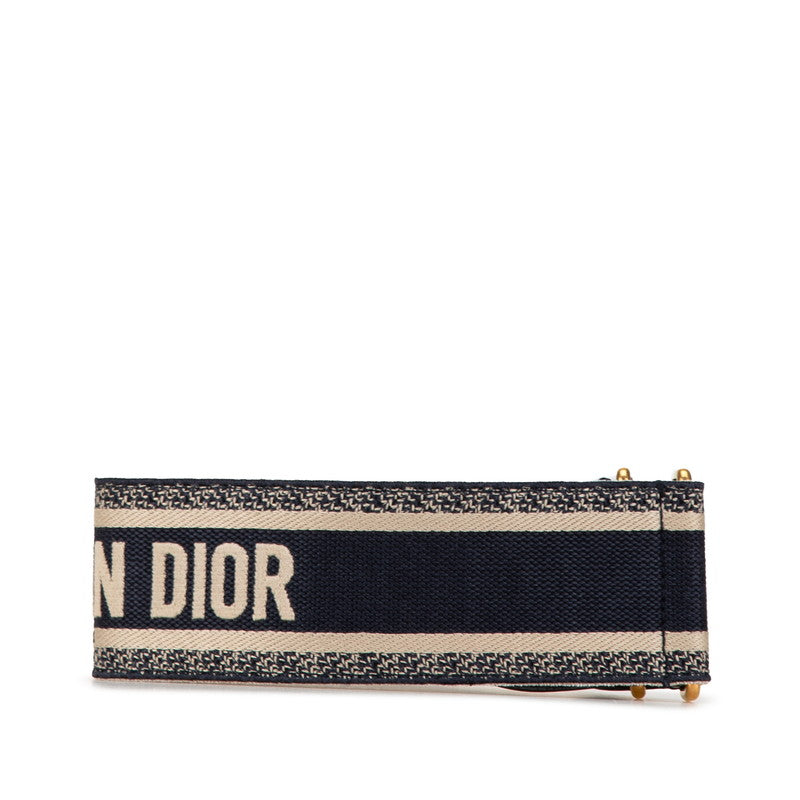 Dior Embroidery Logo Canvas Leather Belt