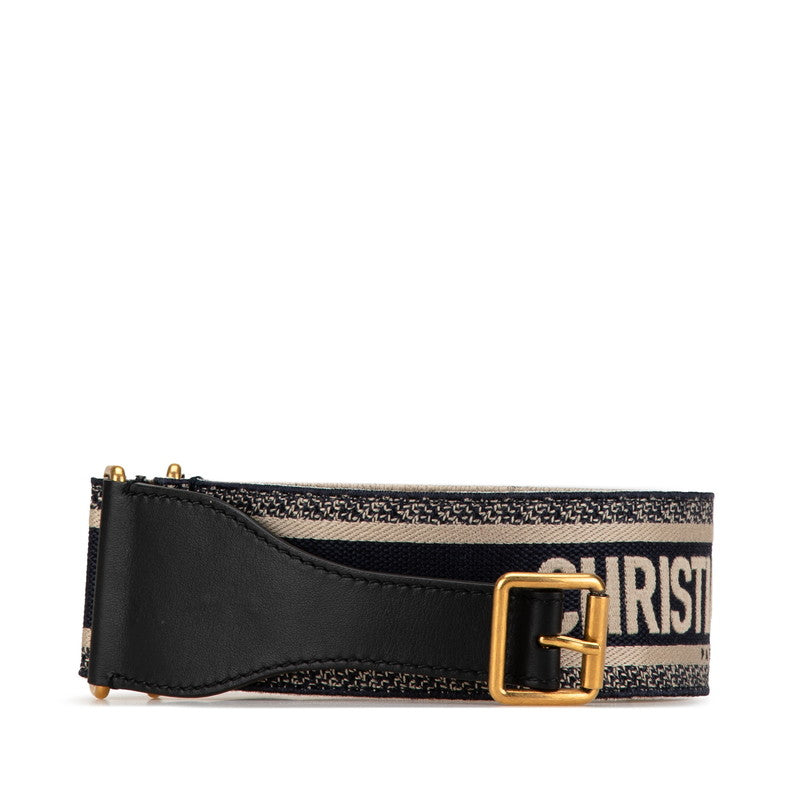 Dior Embroidery Logo Canvas Leather Belt