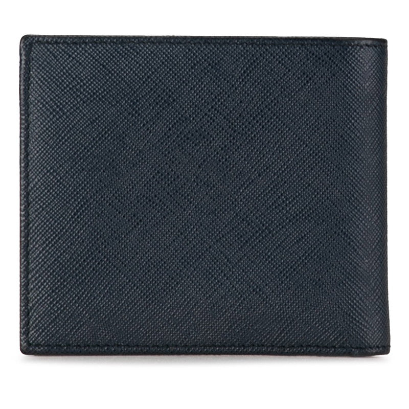 Prada Leather Logo Compact Bifold Wallet Navy in Great Condition