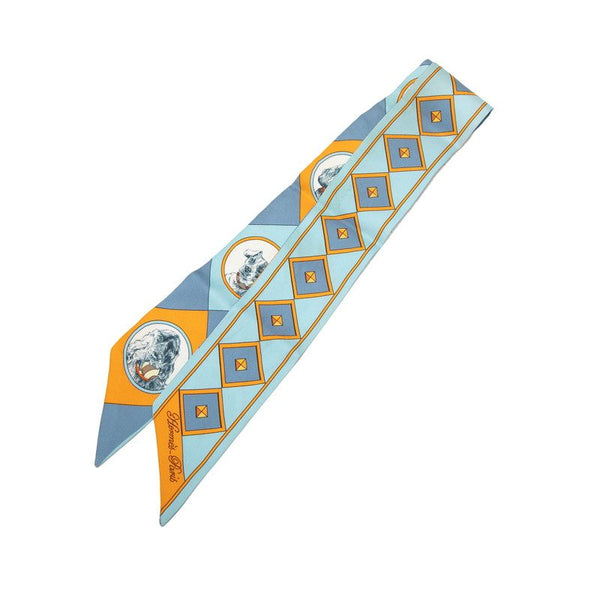 HERMES Twilly Colliers et Chiens Silk Scarf